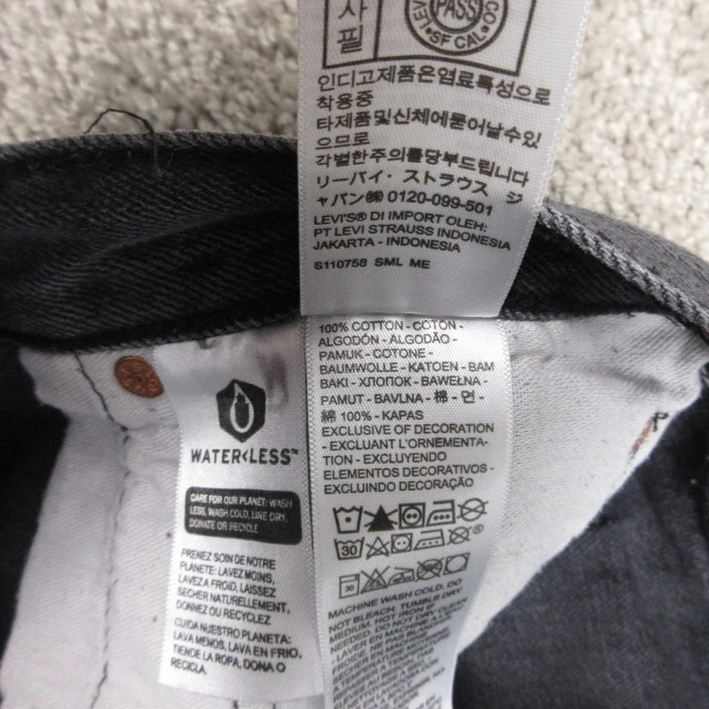 Levis Jeans Mens 33x25 (Tag 36x30) Black 501 Button Fly Original‎ Denim Pants